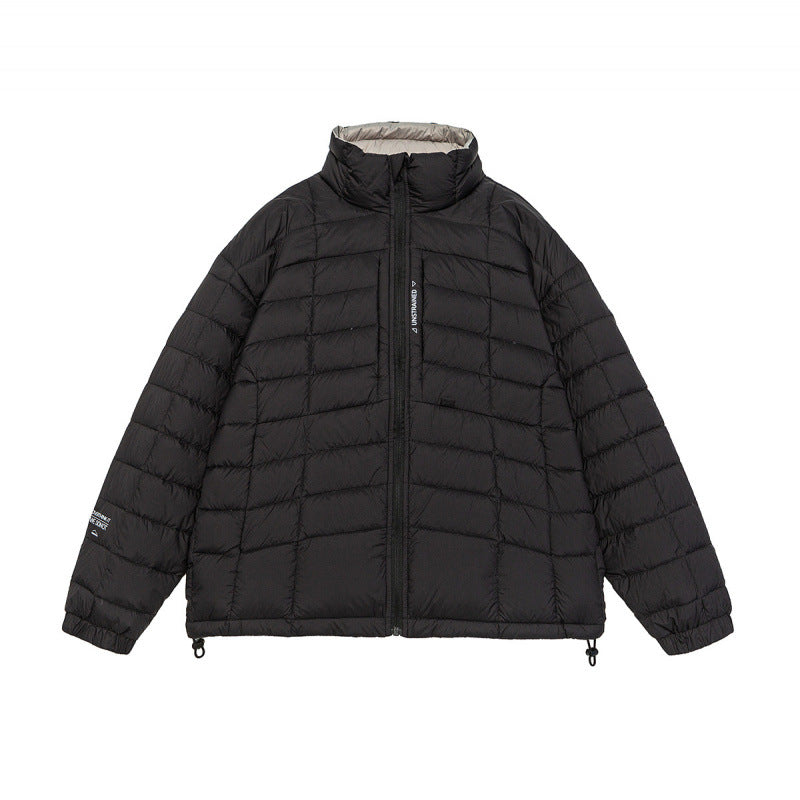 Unisex Short Boxy Insulation Jacket with Light Thermal Padding, High Stand-Up Collar and Drawstring Hem Fashion Glam