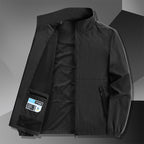 Men's Lightweight Cotton Blend Transitional Jacket with Stand-Up Collar and Concealed Zipper Fashion Glam
