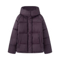 Women's short cut oversized quilted jacket with high collar and hood Fashion Glam