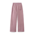 Women's Wide Fleece Jogging Pants with High Elastic Waistband, Side Pockets and Subtle Logo Embroidery Fashion Glam