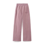 Women's Wide Fleece Jogging Pants with High Elastic Waistband, Side Pockets and Subtle Logo Embroidery Fashion Glam
