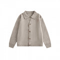Unisex Boxy Knit Cardigan with Shirt Collar and Continuous Button Placket Fashion Glam