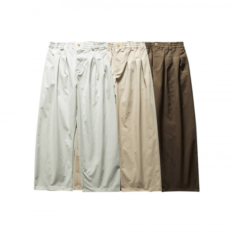 Unisex Wide Pleated Trousers with Elastic Waistband and Creases Fashion Glam