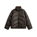 Women's Cropped Padded Boxy Jacket with High Stand-Up Collar and Teddy Lining Fashion Glam