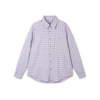 Women Checked Oversize Shirt with Asymmetrical Chest Pocket and Rounded Hem Fashion Glam