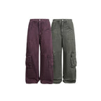 Women's Baggy Cargo Pants with High Waist, Large Flap Pockets and Reinforced Seam Panels Fashion Glam