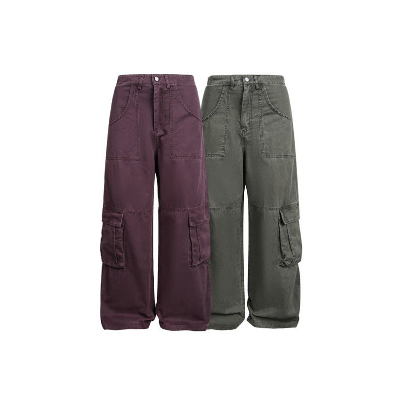 Women's Baggy Cargo Pants with High Waist, Large Flap Pockets and Reinforced Seam Panels Fashion Glam
