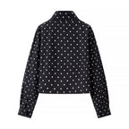 Women's short dotted jacket in blouson style with stand-up collar and balloon sleeves Fashion Glam