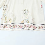 Women's loose-fitting floral button-down blouse with border print Fashion Glam