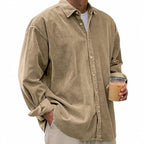 Men's casual cord shirt made of fine ribbed fabric with oversized fit Fashion Glam