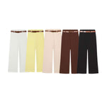 Women's High-Waisted Wide-Leg Trousers with Press Fold, Belt Loops, and Concealed Button Placket Fashion Glam