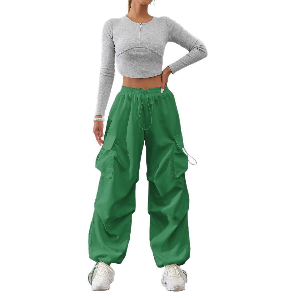Women’s cargo pants with elastic waistband and practical side pockets Fashion Glam