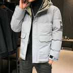 Men's quilted hooded jacket with flap pockets and adjustable Velcro cuffs Fashion Glam