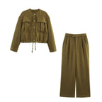 Women's Cropped Field Jacket with applied flap pockets and drawstring Fashion Glam