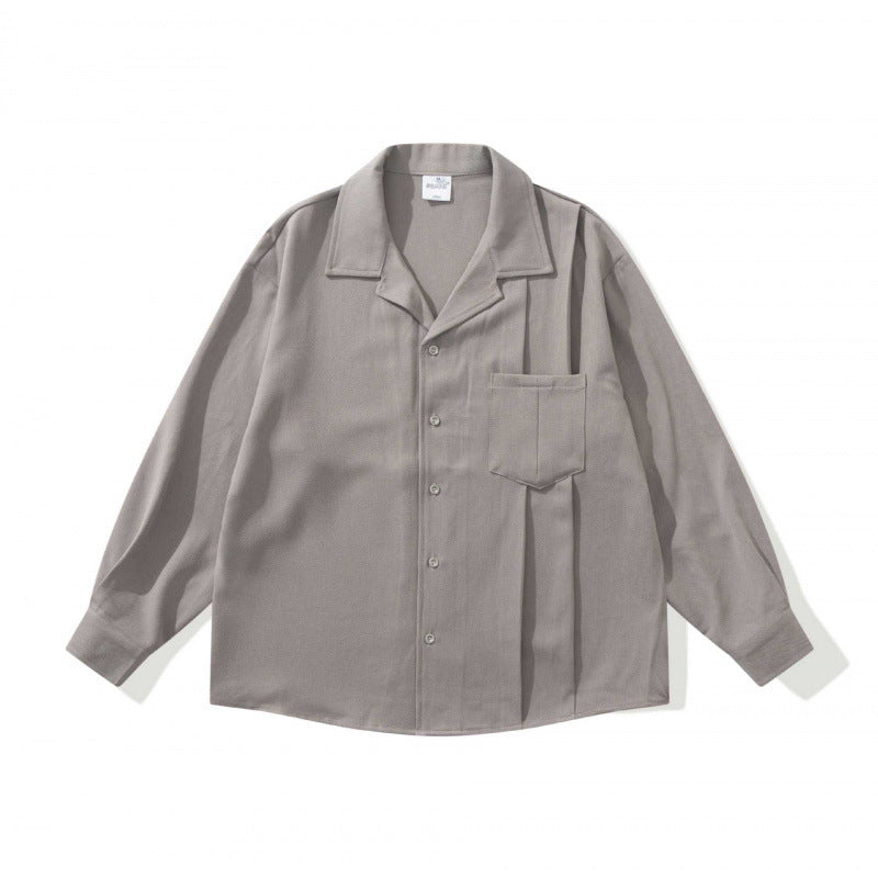 Unisex Oversized Lightweight Long Sleeve Shirt with Notched Collar, Chest Pocket and Boxy Silhouette Fashion Glam