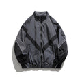 Men's Lightweight Oversize Windbreaker Jacket with Chevron Panels, Stand Collar and Elastic Hem Fashion Glam