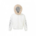 Unisex Oversize hoodie jacket with faux fur trim, zipper and graphic sleeves Fashion Glam