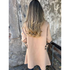 Women's lightweight flared knitted coat with button placket and stand-up collar Fashion Glam