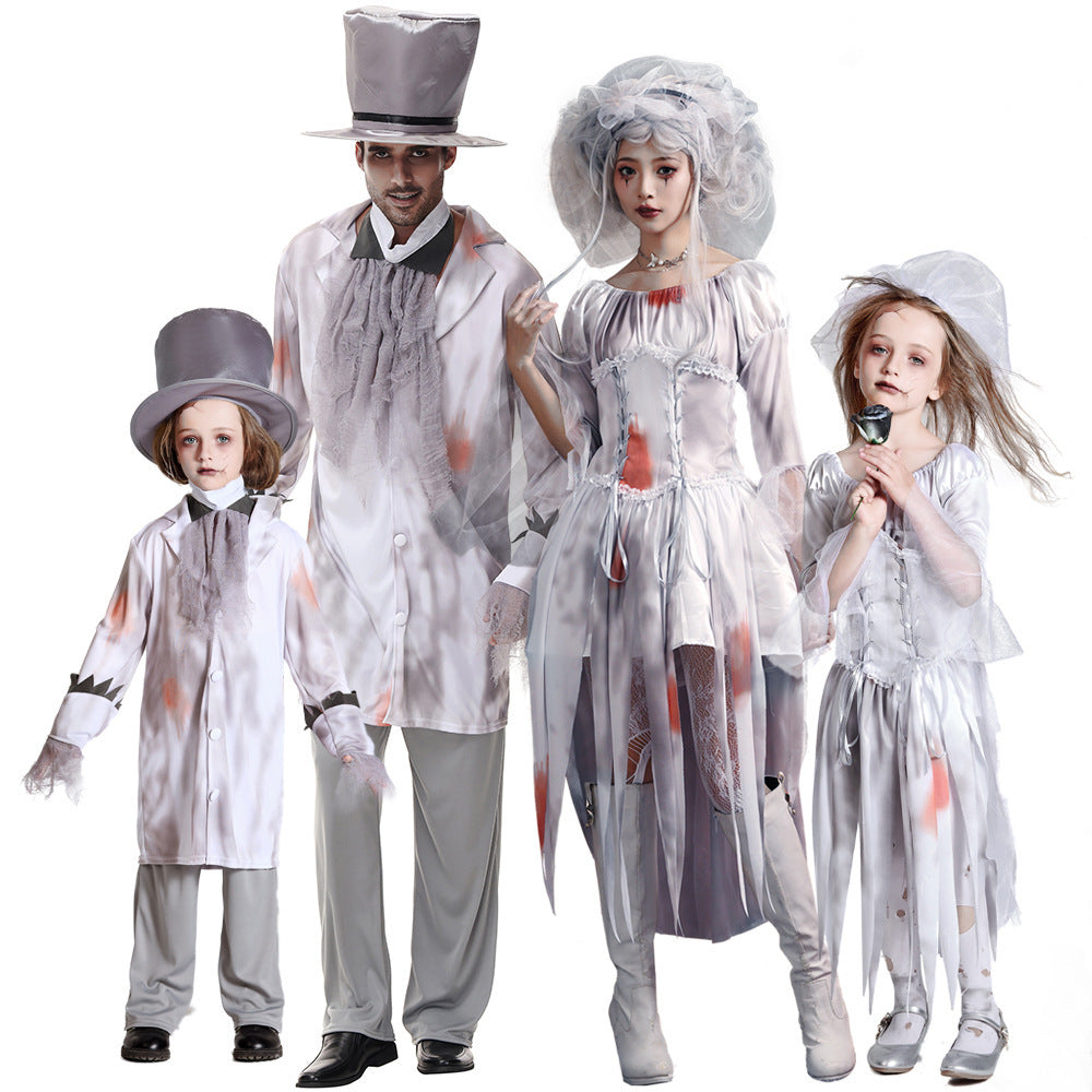 Men's Creepy Ghost Costume with Stylish Hat and Torn Details Fashion Glam
