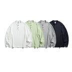Unisex Loose Henley Long Sleeve with Stand Collar and Waffle Texture Fashion Glam