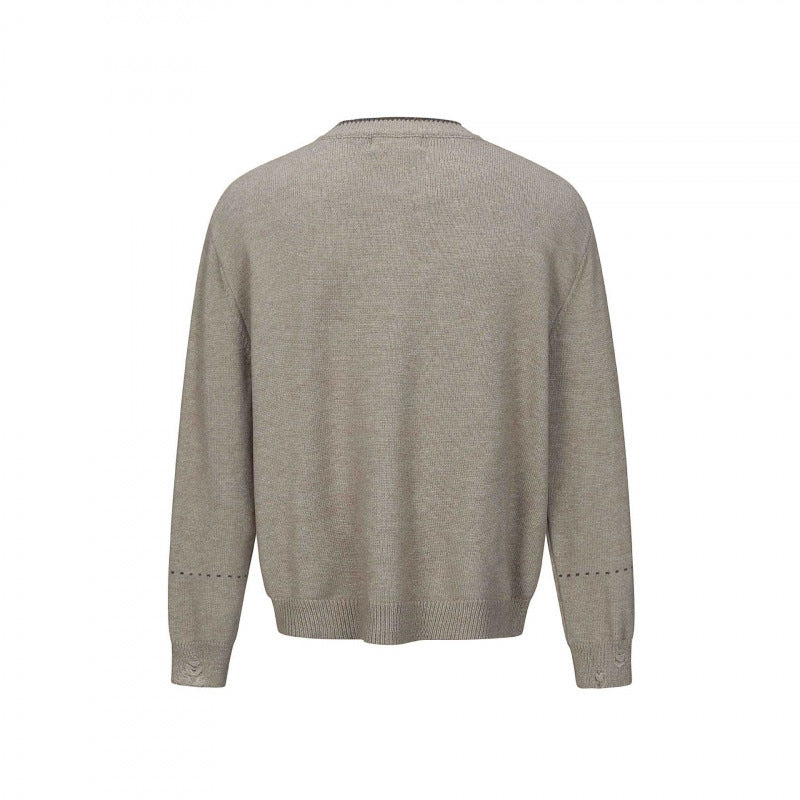 Unisex Boxy Knit Cardigan with Round Neck, Continuous Button Placket and Ribbed Finishes Fashion Glam
