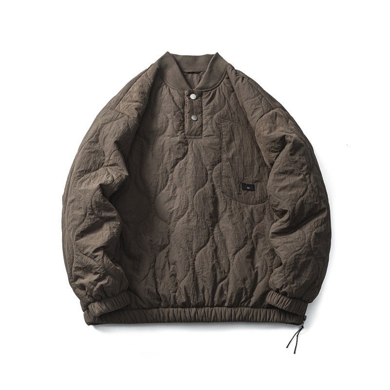 Unisex Padded Oversized Anorak Pullover with Half Snap Placket, Raglan Sleeves, and Drawstring Hem Fashion Glam