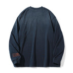 Unisex Oversize-Longsleeve Sweatshirt with Gothic Logo Embroidery and Washed Finish Fashion Glam