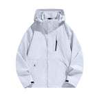 Women's Water-Repellent Hooded Transitional Jacket with Adjustable Hood, Concealed Front Placket and Multifunctional Pockets Fashion Glam