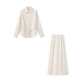 Women Two-piece ensemble consisting of fitted blouse with tie and high-waisted palazzo pants Fashion Glam
