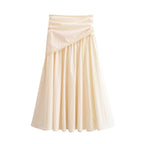 Women Midiskirt with Wrap Overlay, High Waist and Lace Trim Fashion Glam