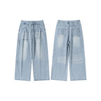 Women's Wide High-Waist Jeans in Vintage Denim with Used Effect Fashion Glam