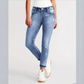 Women Slim Ankle Jeans with High Waist, Sculpting Stretch and Subtle Used Wash Fashion Glam