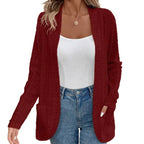 Women's Open Structured Knitted Cardigan with Pockets Fashion Glam