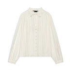 Women's Pleated Chiffon Blouse with Ruffled Collar and Tie Band Fashion Glam