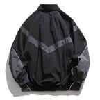 [Unisex] Oversize technical wind and rain jacket with stand-up collar, reflective piping, and elastic hem Fashion Glam