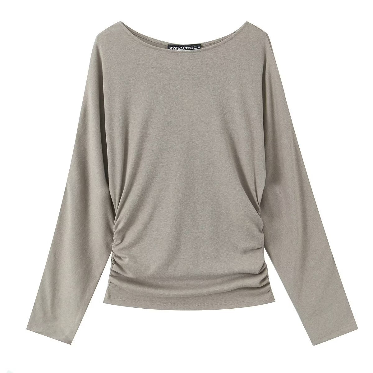 Women's long-sleeve shirt with side gathering and dropped shoulders Fashion Glam