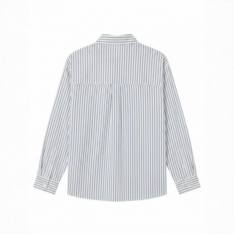 Unisex Oversize Stripe Shirt with Doodle Print, Chest Pocket and Shirt Collar Fashion Glam