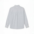 Unisex Oversize Stripe Shirt with Doodle Print, Chest Pocket and Shirt Collar Fashion Glam