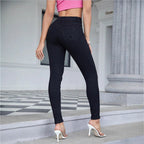 Ladies High-Waist Skinny Jeans with strong Destroy Effect Fashion Glam