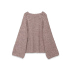 Women Oversize Mohair-Optics Knit Sweater with Back Bow Fashion Glam