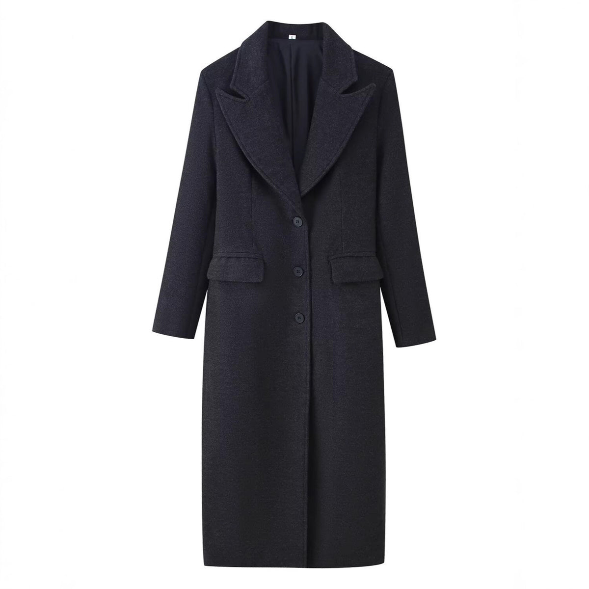 Women Longline Wool Blend Coat with Distinctive Lapels, Tailored Darts, and Flap Pockets Fashion Glam