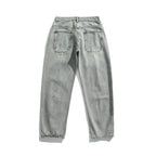 Men's Casual Straight-Leg Jeans with Used Wash and Destroyed Details Fashion Glam