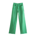 Women's high-waisted wide-cut jeans with wide leg, high waist and raw hem Fashion Glam
