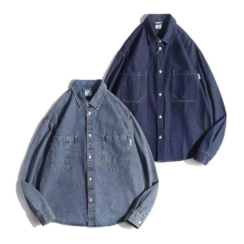 Unisex Boxy Denim Overshirt with patch chest pockets and rounded hem Fashion Glam