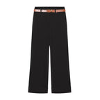 Women's High-Waisted Wide-Leg Trousers with Press Fold, Belt Loops, and Concealed Button Placket Fashion Glam