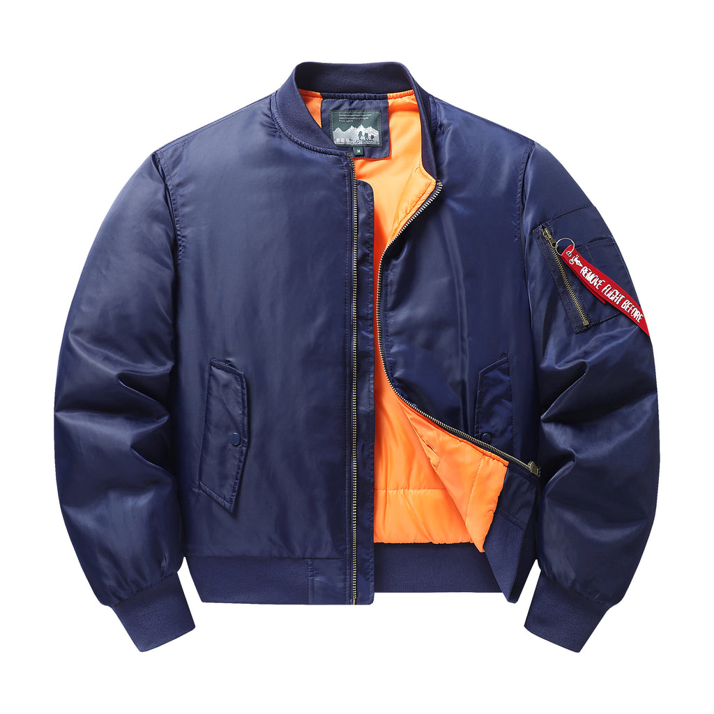 Men's pilot bomber jacket with contrast lining windproof shell and sleeve utility pocket Fashion Glam