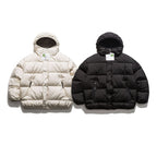 Unisex Short Boxy Puffer Jacket with Oversized Hood, Concealed Front Placket and Zipper Pockets Fashion Glam