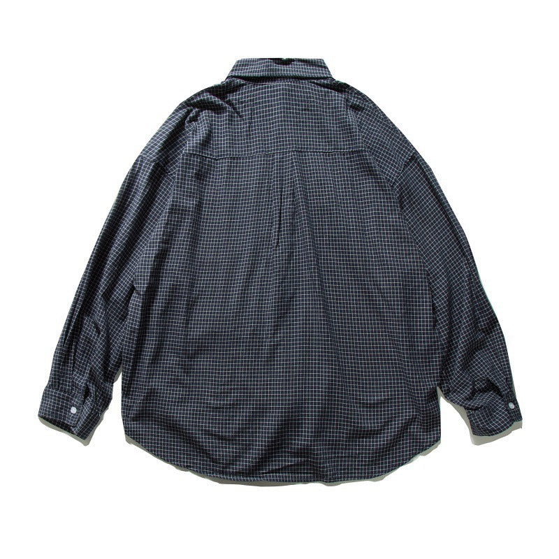 Men's Oversized Checkered Long Sleeve Shirt with Chest Pocket Fashion Glam