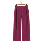 Women High-Waisted Cord Pants with Wide Leg and Pleats Fashion Glam