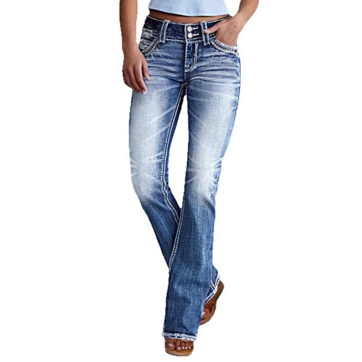 Women tight High-Waist Skinny Jeans with visible contrast stitching Fashion Glam